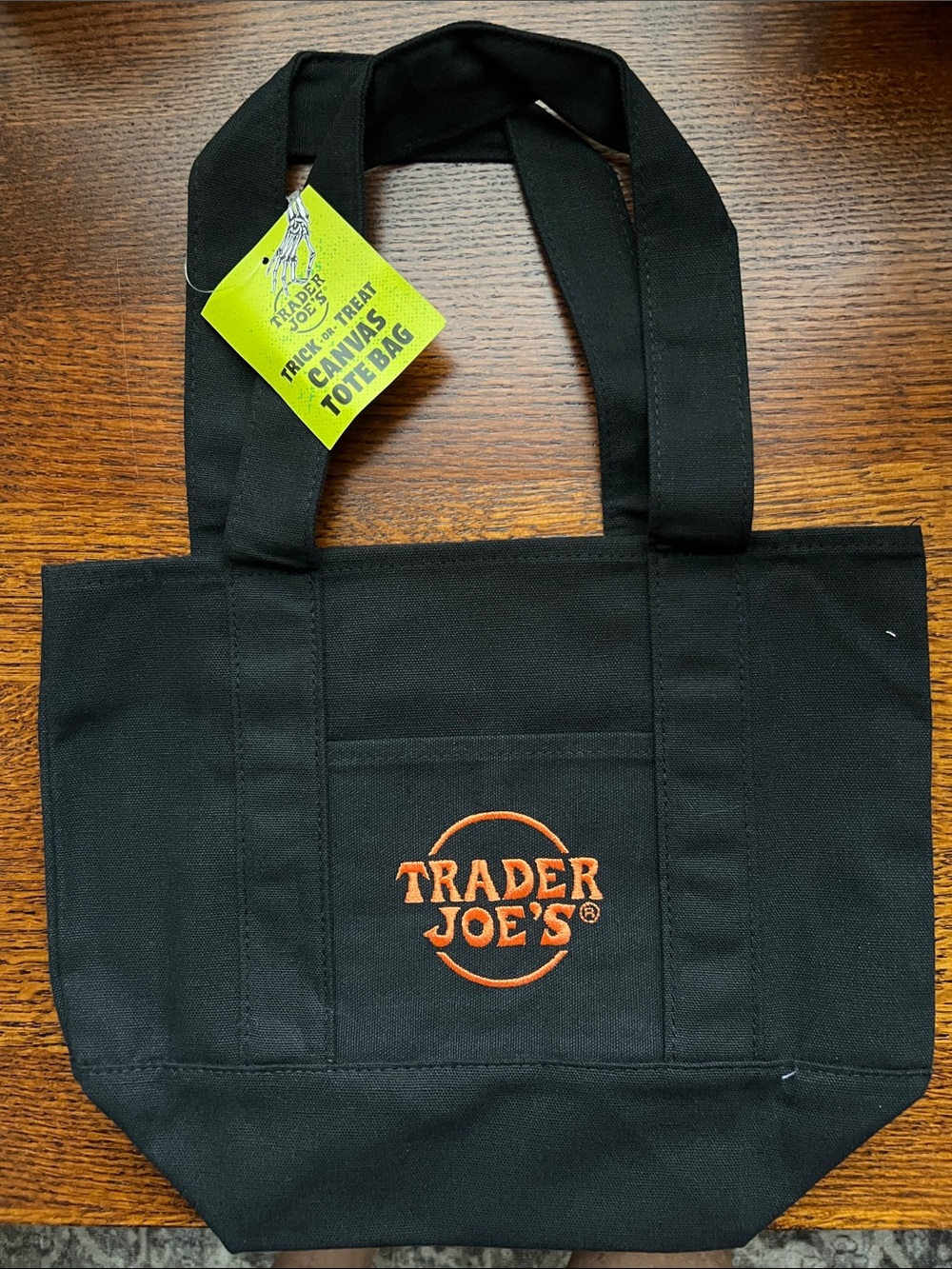 Trader Joe's Halloween Black Canvas Mini Tote NWT